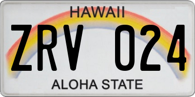 HI license plate ZRV024