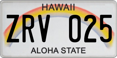 HI license plate ZRV025