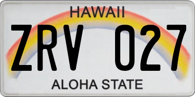 HI license plate ZRV027