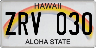 HI license plate ZRV030