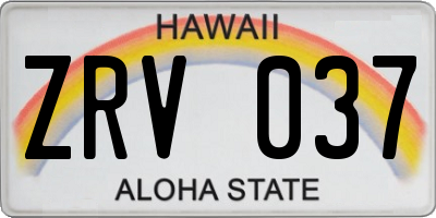HI license plate ZRV037
