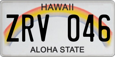 HI license plate ZRV046