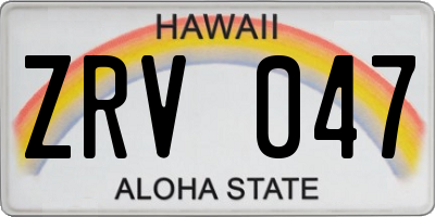 HI license plate ZRV047