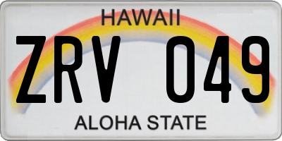HI license plate ZRV049