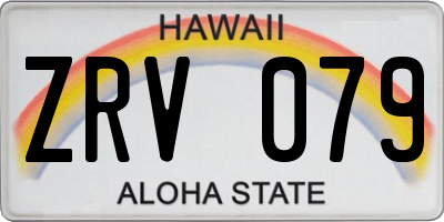 HI license plate ZRV079