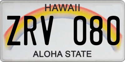 HI license plate ZRV080