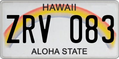 HI license plate ZRV083