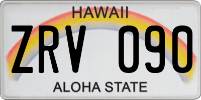 HI license plate ZRV090