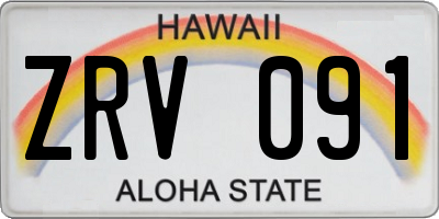 HI license plate ZRV091