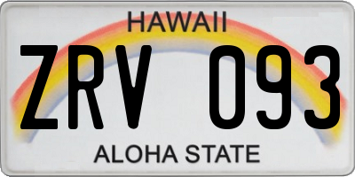 HI license plate ZRV093
