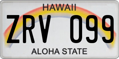 HI license plate ZRV099