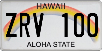 HI license plate ZRV100