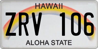 HI license plate ZRV106