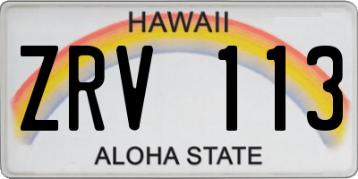 HI license plate ZRV113