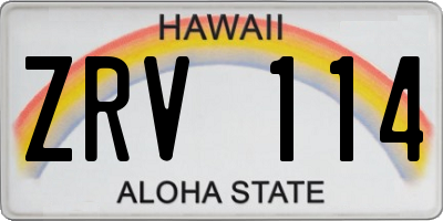 HI license plate ZRV114
