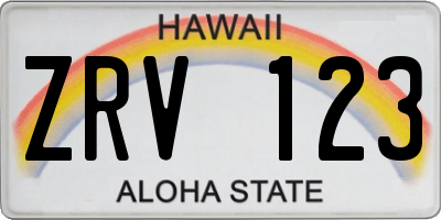 HI license plate ZRV123