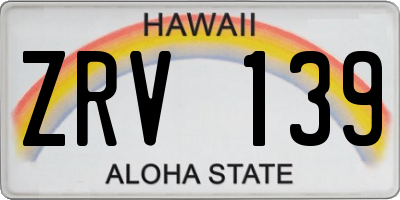 HI license plate ZRV139