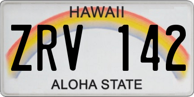HI license plate ZRV142