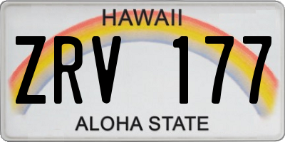 HI license plate ZRV177