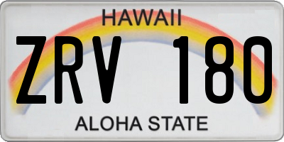 HI license plate ZRV180