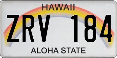 HI license plate ZRV184