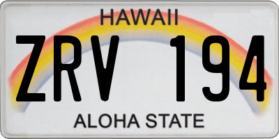 HI license plate ZRV194