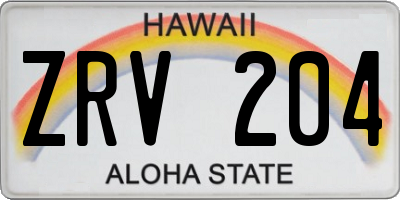 HI license plate ZRV204