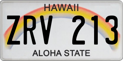 HI license plate ZRV213