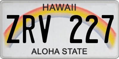 HI license plate ZRV227