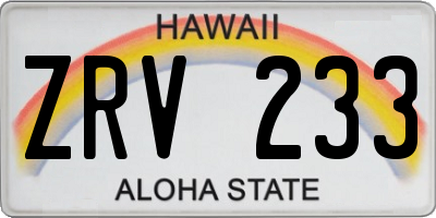HI license plate ZRV233