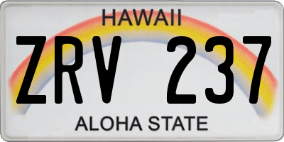 HI license plate ZRV237