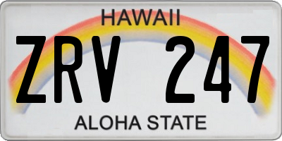 HI license plate ZRV247