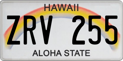 HI license plate ZRV255