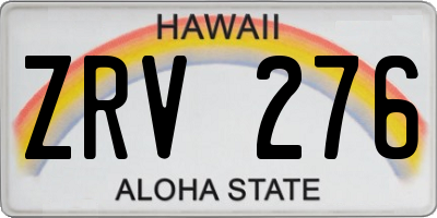HI license plate ZRV276
