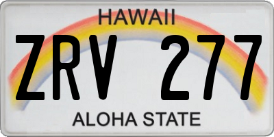 HI license plate ZRV277