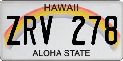 HI license plate ZRV278
