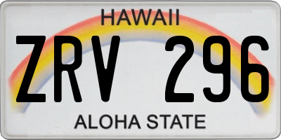 HI license plate ZRV296