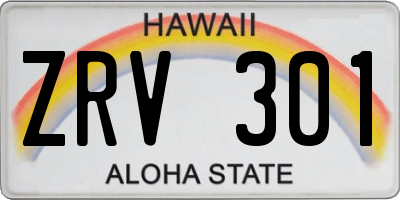 HI license plate ZRV301