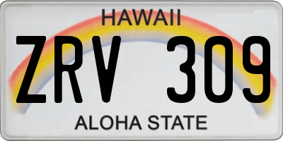 HI license plate ZRV309