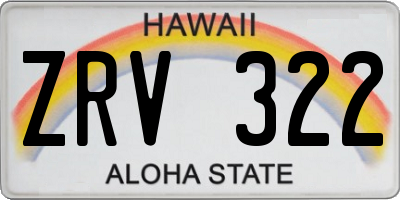 HI license plate ZRV322
