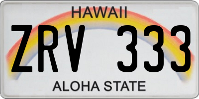 HI license plate ZRV333