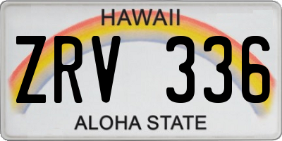 HI license plate ZRV336