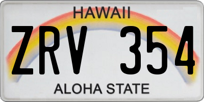 HI license plate ZRV354