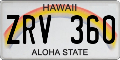 HI license plate ZRV360