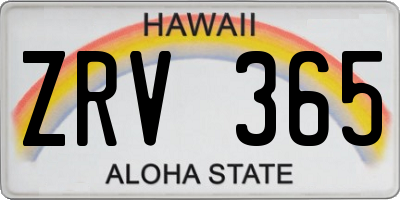 HI license plate ZRV365