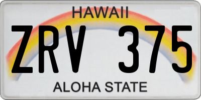 HI license plate ZRV375