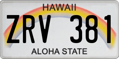 HI license plate ZRV381
