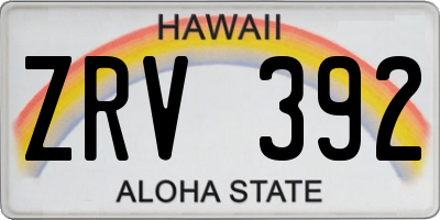 HI license plate ZRV392