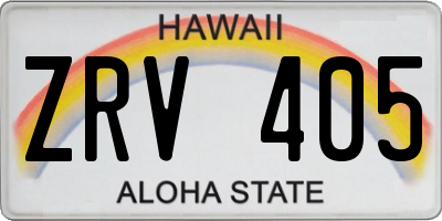 HI license plate ZRV405