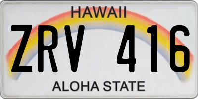 HI license plate ZRV416